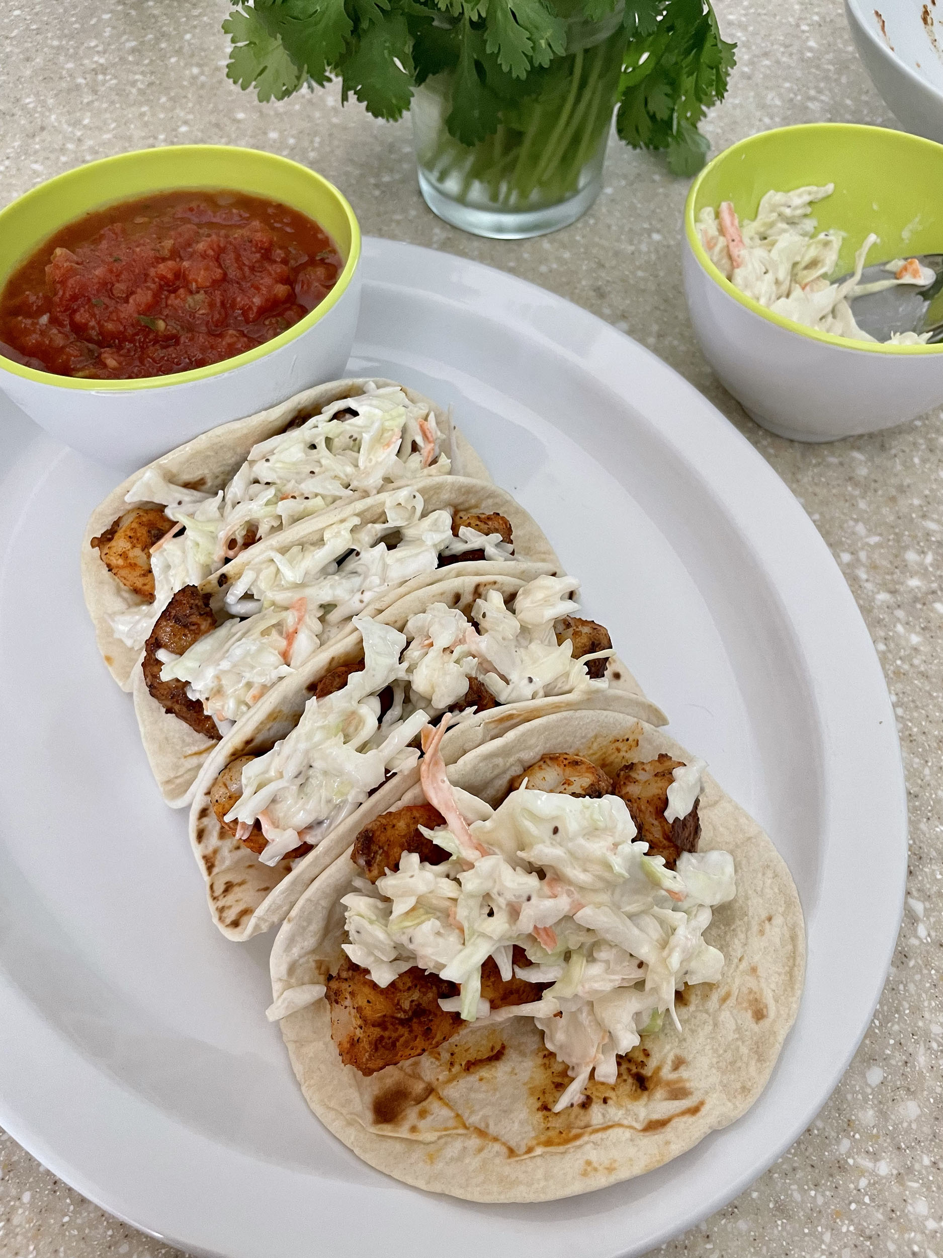 Blackened Shrimp Tacos with Coleslaw » Djalali Cooks